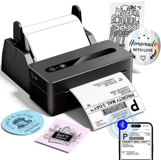 Main image of Thermal Shipping Label Printer 4X6 Upgraded, 2026 New Version Bluetooth Label Printer for Small Business and Package, Support iOS, Android, Windows, Mac, Come with Label Holder