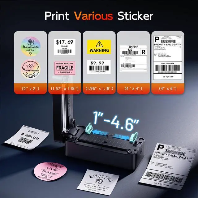 Alt view image 4 of 7 - Thermal Shipping Label Printer 4X6 Upgraded, 2026 New Version Bluetooth Label Printer for Small Business and Package, Support iOS, Android, Windows, Mac, Come with Label Holder