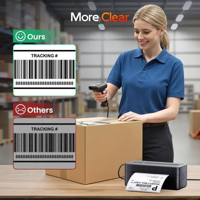 Alt view image 3 of 7 - Thermal Shipping Label Printer 4X6 Upgraded, 2026 New Version Bluetooth Label Printer for Small Business and Package, Support iOS, Android, Windows, Mac, Come with Label Holder