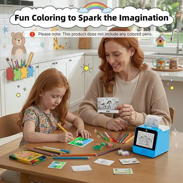 Alt view image 6 of 6 - AI Voice Sticker Printer for Kids, PortableThermal Printer with Display Screen, Voice Control Mini Printer, Instant Thermal Printer Toy for DIY and Learning with 2 Paper Rolls