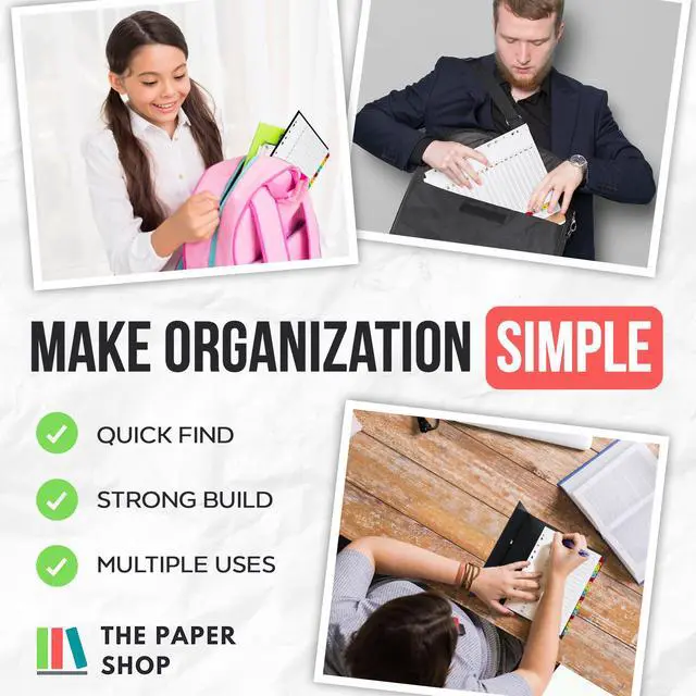 Alt view image 7 of 7 - Binder Dividers with Tabs 1-20 Numbered A4 (10 Pack) | Dividers for 3 Ring Binder | Numbered Tab Dividers for Office, School & Home Organization