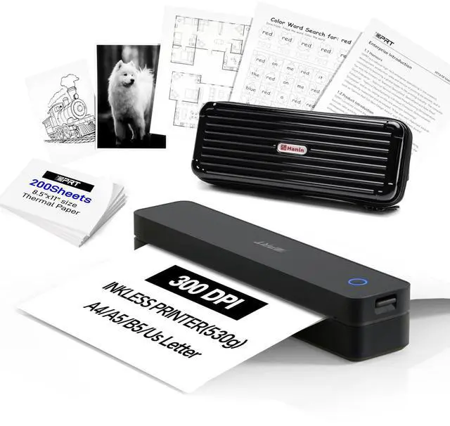 Main image of Portable Thermal Printer Wireless for Travel, Printers for Home Use, Come with Carry Case& 200 Sheets Thermal Paper, Support 8.5x11 US Letter&A4 Thermal Paper, Compatible with Phone Laptop