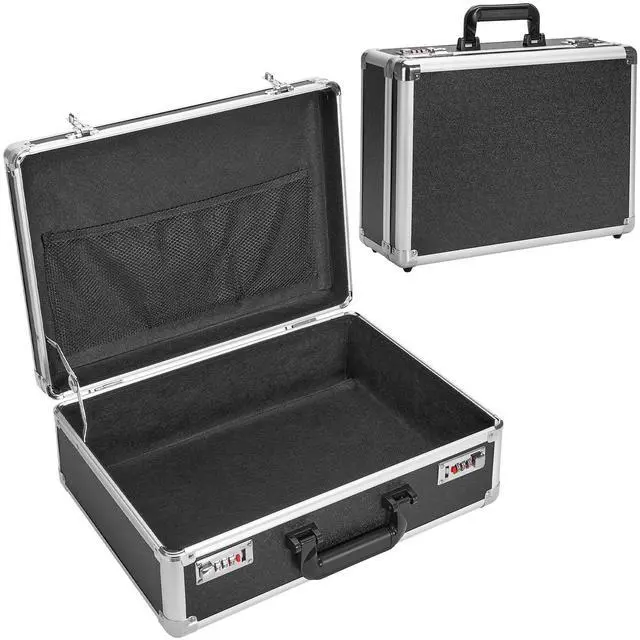 Main image of File Organizer Storage Box - 16.9 x 12.2 x 6.3 Inch Large, Portable Locking Storage Totes with Dual Combination Locks for Cash, Documents & Valuables - Black