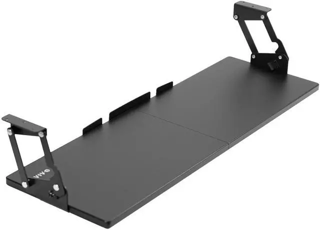 Main image of Large Under Desk 34 x 11 inch Computer Keyboard and Mouse Tray with Swinging Height Adjustment, 12 Settings, Platform Drawer for Typing, Black, MOUNT-KB34S