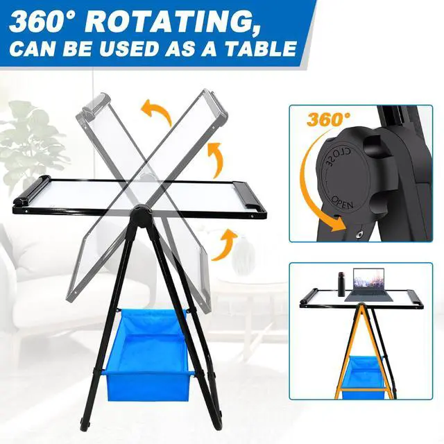 Alt view image 4 of 7 - Dry Erase White Board with Stand Double Sided 28"X20" Magnetic U Standing Easel Whiteboard, Height Adjustable & 360° Rotation Portable White Boards for Classroom, Home & Office