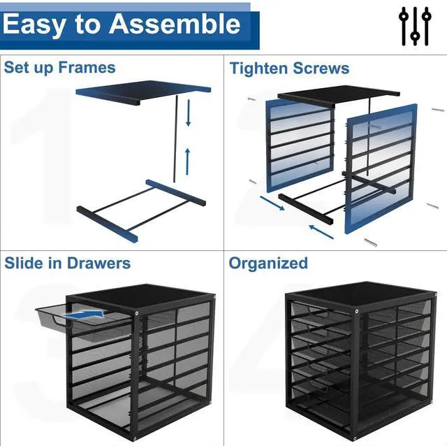 Alt view image 2 of 7 - Mesh Desk Organizer with 6 Tier Sliding Drawers,Black | Paper Sorter, Multi-Functional Home Office Supplies Storage Tray for Letters, Documents,Mail, Files, Arts & Crafts Supplies