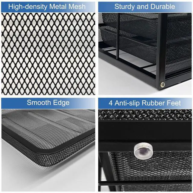 Alt view image 4 of 7 - Mesh Desk Organizer with 6 Tier Sliding Drawers,Black | Paper Sorter, Multi-Functional Home Office Supplies Storage Tray for Letters, Documents,Mail, Files, Arts & Crafts Supplies