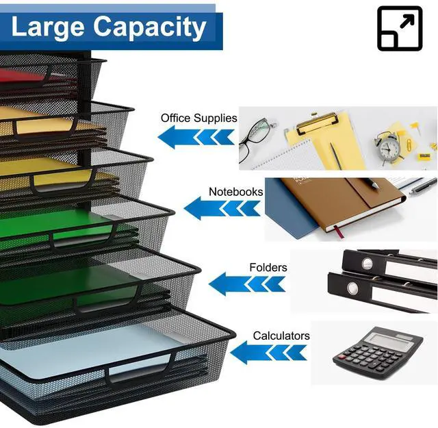 Alt view image 5 of 7 - Mesh Desk Organizer with 6 Tier Sliding Drawers,Black | Paper Sorter, Multi-Functional Home Office Supplies Storage Tray for Letters, Documents,Mail, Files, Arts & Crafts Supplies