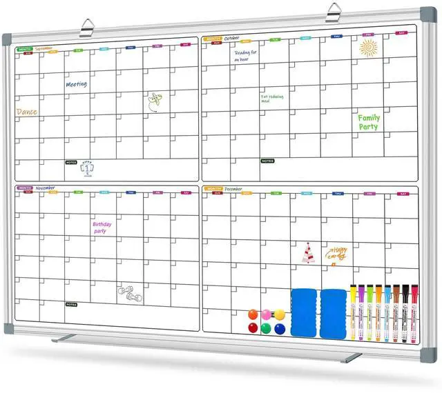 Main image of Calendar Whiteboard for Wall 36" x 24", 4 Month Magnetic Calendar Dry Erase Board, Planning Board Bulletin Board Portable Board for Office, School, Home Organization