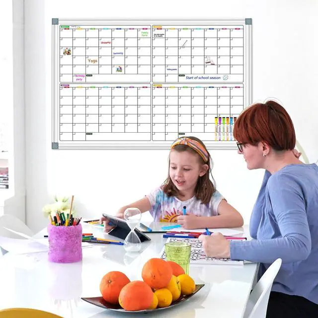 Alt view image 6 of 7 - Calendar Whiteboard for Wall 36" x 24", 4 Month Magnetic Calendar Dry Erase Board, Planning Board Bulletin Board Portable Board for Office, School, Home Organization