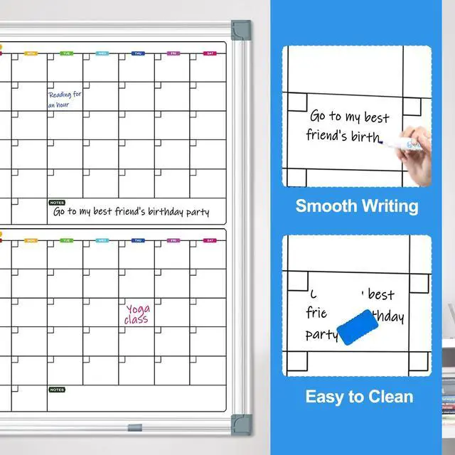 Alt view image 5 of 7 - Calendar Whiteboard for Wall 36" x 24", 4 Month Magnetic Calendar Dry Erase Board, Planning Board Bulletin Board Portable Board for Office, School, Home Organization
