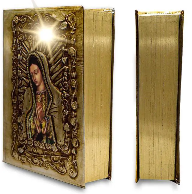 Main image of Catholic Spanish Bible with Metalic Cover of Our Virgen de Guadalupe Spanish Bible Large Print - Decorations for Catholic Wedding biblia