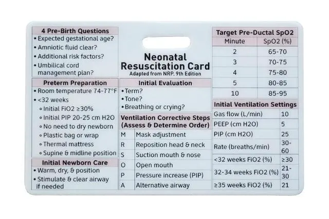Alt view image 2 of 7 - Neonatal Resuscitation Card - Badge Buddy Adapted from 9th Edition NRP for NICU Nurses, Respiratory Therapists, NNPs, & Healthcare Professionals (10, Horizontal)