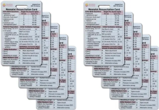 Alt view image 5 of 7 - Neonatal Resuscitation Card - Badge Buddy Adapted from 9th Edition NRP for NICU Nurses, Respiratory Therapists, NNPs, & Healthcare Professionals (10, Horizontal)