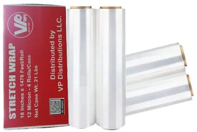 Main image of 18 inch x 1476 feet Stretch Film/Wrap Clear Packing Moving Packaging Heavy Duty Shrink Film (4 Pack)