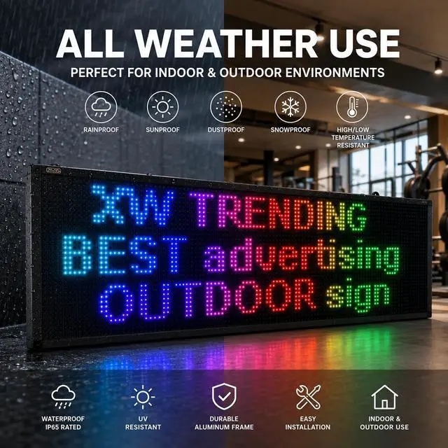 Alt view image 5 of 7 - LED sign, scrolling sign 45", WiFi perfect tool for advertising, color message board programmable for indoor and outdoor use. digonal size 45", size 40' x 14"