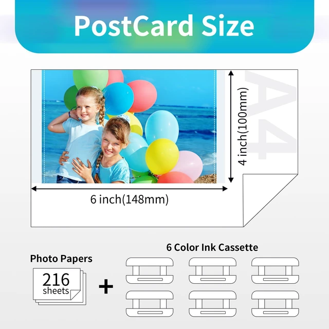Alt view image 2 of 7 - 2 Pack Compatible for Canon Selphy CP1500 Ink and Photo Paper KP-108IN | KP108 Includes 6 Ink Cassettes + 216 Paper Sheets for Canon Selphy CP1300 CP1200 CP910 CP900 CP1000 Photo Printers