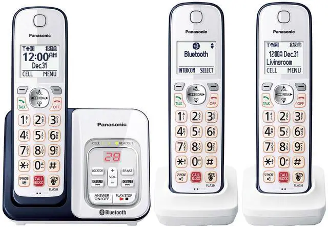 Main image of 3 Handset Expandable Cordless Phone System with Link2Cell Bluetooth, Voice Assistant, Answering Machine and Call Blocking - KX-TGD863A