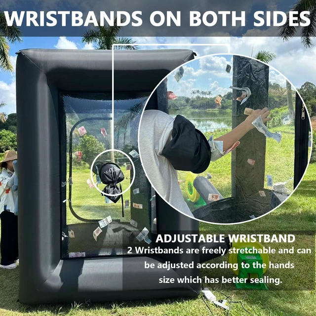 Alt view image 3 of 7 - Inflatable Cash Cube Stand Inflatable Money Gripper for Commercial Advertising Events Promotion (Without Blower Included) (Black, 5.9ft x 5.9ft x 8.2ft)