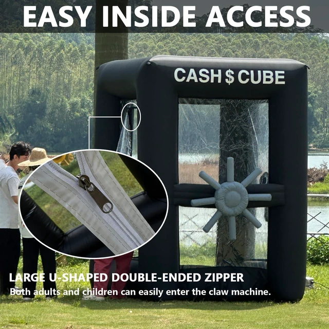 Alt view image 4 of 7 - Inflatable Cash Cube Stand Inflatable Money Gripper for Commercial Advertising Events Promotion (Without Blower Included) (Black, 5.9ft x 5.9ft x 8.2ft)