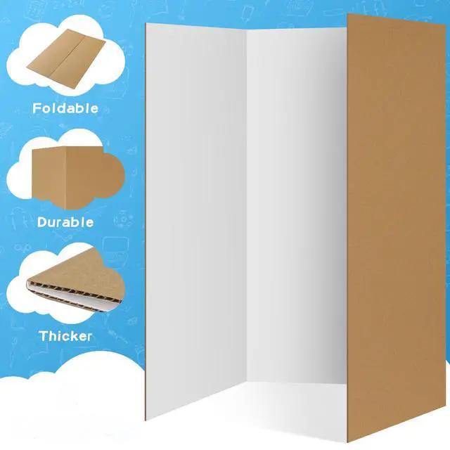 Alt view image 2 of 7 - 12 PCS 36"x48" Trifold Poster Board,White Display Tri-fold Cardboard | Large White Tri-fold Poster Board,Thick Corrugated Cardboard for School Projects,Science Fair,Graduation,Photo Exhibitions