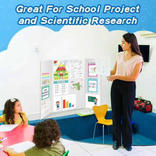 Alt view image 6 of 7 - 12 PCS 36"x48" Trifold Poster Board,White Display Tri-fold Cardboard | Large White Tri-fold Poster Board,Thick Corrugated Cardboard for School Projects,Science Fair,Graduation,Photo Exhibitions