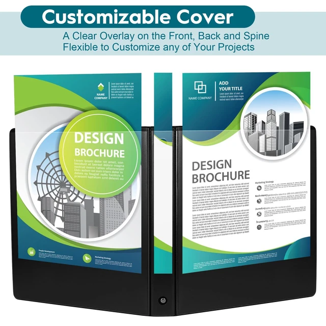 Alt view image 4 of 7 - 1'' Economy 3-Ring Binders, 1-inch Round Rings, Holds 200 Sheets US Letter Size, ClearVue Presentation View, Non-Stick, Black (24)