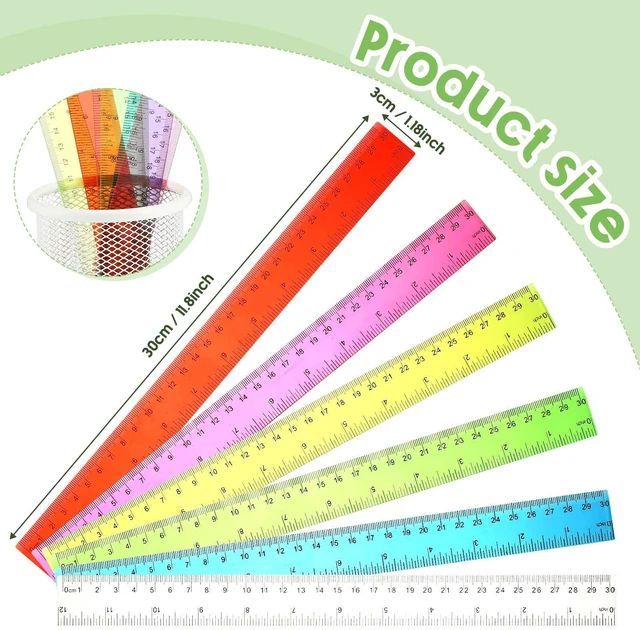 Alt view image 2 of 7 - 300 Pack 12 Inch Plastic Rulers Bulk for Classroom Back to School Supplies Flexible Transparent Assorted Color Ruler with Centimeters and Inches for Office Teacher Student