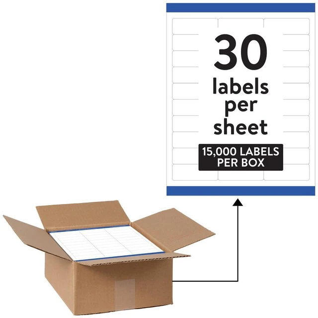 Main image of Waterproof Sticker Labels for Printer - 1" x2-5/8 Mailing Labels, Ultrahold Permanent Adhesive, Laser Printers, 15,000 Printable Address Label Sheets (95520)