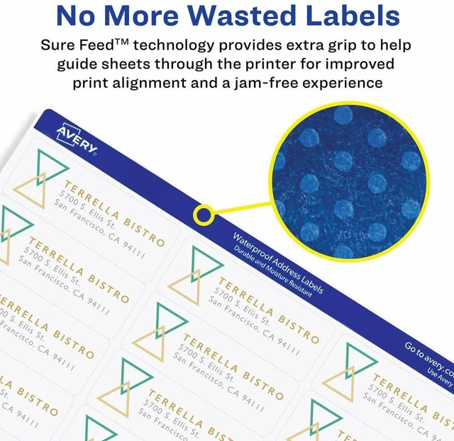 Alt view image 4 of 7 - Waterproof Sticker Labels for Printer - 1" x2-5/8 Mailing Labels, Ultrahold Permanent Adhesive, Laser Printers, 15,000 Printable Address Label Sheets (95520)
