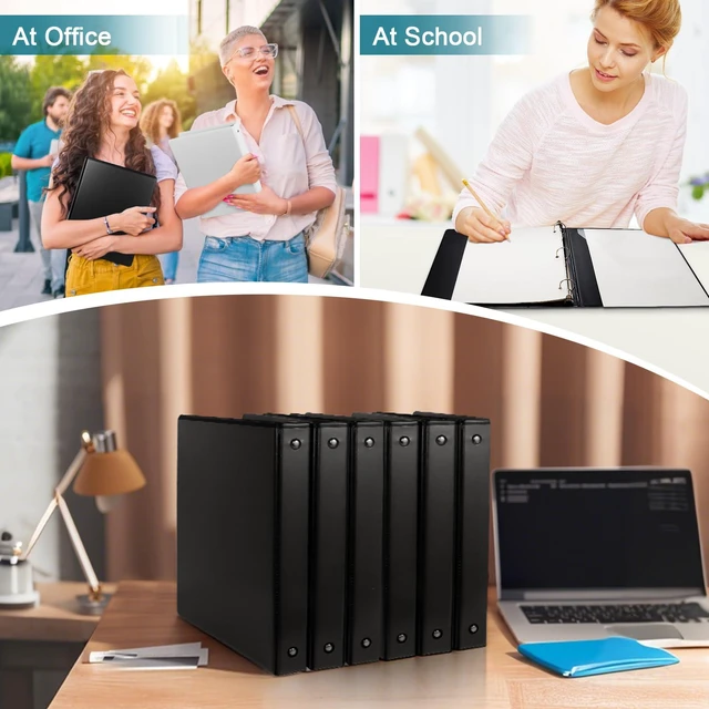 Alt view image 7 of 7 - 1'' Economy 3-Ring Binders, 1-inch Round Rings, Holds 200 Sheets US Letter Size, ClearVue Presentation View, Non-Stick, Black (24)