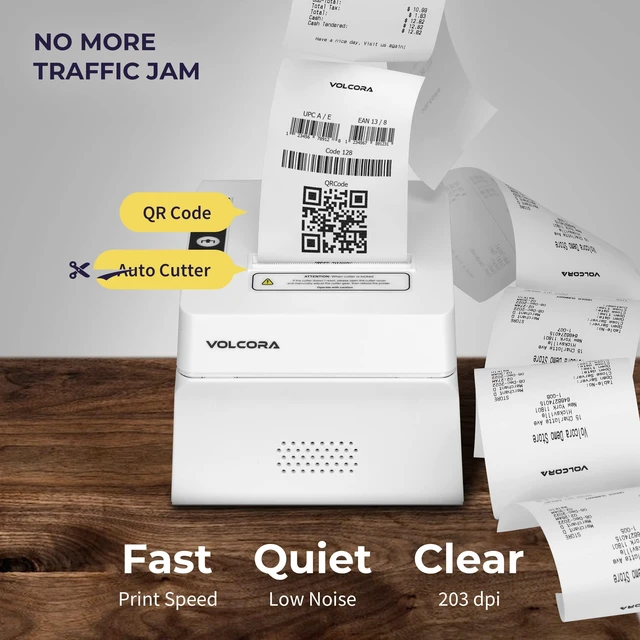 Alt view image 3 of 7 - Thermal Receipt Printer, 80mm POS Printer w/Auto Cutter, USB/Bluetooth Interface for Windows/MAC/Linux, ESC/POS Command Support Cash Drawer, High Speed Kitchen Printer, Wall Mount, White