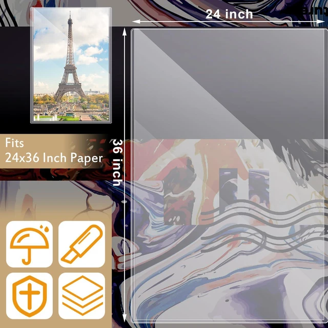 Alt view image 3 of 6 - 12 Pcs Poster Protector Sleeves 24 x 36 Inch, Clear Plastic Poster Sleeves Frame, Waterproof Rigid Print Sheet Protectors for Art Portfolio Storage, Wall Display, Magazines, Photos, Papers