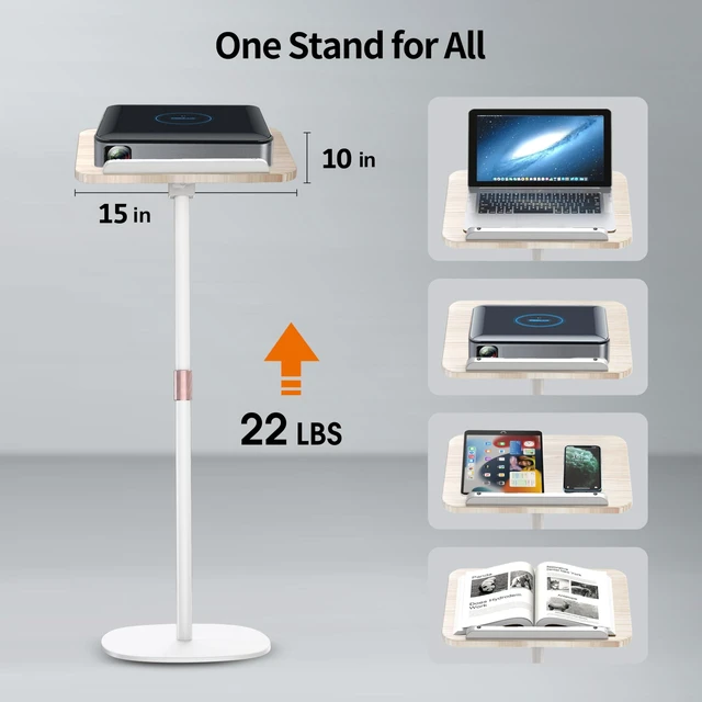 Alt view image 3 of 7 - 2-in-1 Floor Music Stand & Desktop Book Stand, 16.5"51" Height Adjustable | Premium Wood Panel, Floor Reading Stand with Page Clip for Sheet Music, Cookbooks & Projector (White, 10" x 15" Panel)
