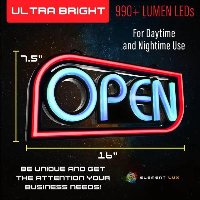 Alt view image 2 of 7 - Open Sign for Business with 49 Color Combinations ULTRA BRIGHT LED Neon Sign Visible Day and Night for Restaurant, Coffee, Bar, Spa by 16 x 7.5in