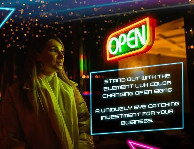 Alt view image 4 of 7 - Open Sign for Business with 49 Color Combinations ULTRA BRIGHT LED Neon Sign Visible Day and Night for Restaurant, Coffee, Bar, Spa by 16 x 7.5in