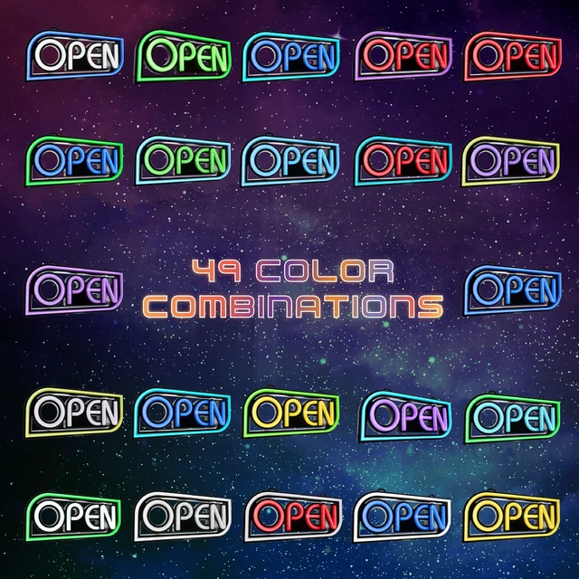 Alt view image 5 of 7 - Open Sign for Business with 49 Color Combinations ULTRA BRIGHT LED Neon Sign Visible Day and Night for Restaurant, Coffee, Bar, Spa by 16 x 7.5in