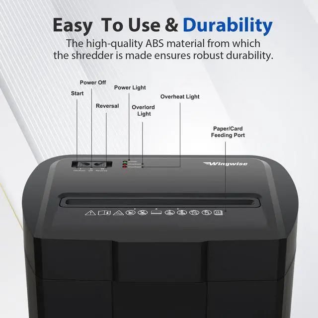 Alt view image 4 of 7 - 15 Sheets Paper Shredder for Home Office | Noise 48dB, P-4, 10Mins Runtime, 4.7 gal, Cross Cut, Shreds Credit Cards & CDs