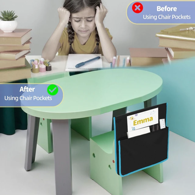 Alt view image 3 of 7 - 48 PCS Chair Pockets for Classroom, 15.6x16.8 Inch Seat Pockets for Classroom Chairs, Black Seat Sacks for Classroom Chairs with Name Tag, Back of Chair Organizer for Kids in Classroom