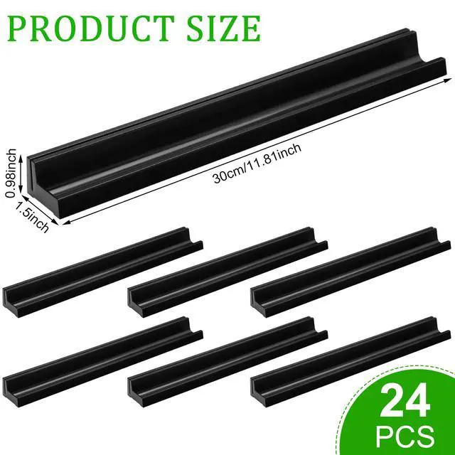 Alt view image 2 of 7 - 24 Pieces Name Plates Holder for Classroom Desk Self with Pen Holder Adhesive and Removable Nameplate Stand Black Plastic Name Tag Display for Classrooms School, 1.5 x 12 x 1 Inch