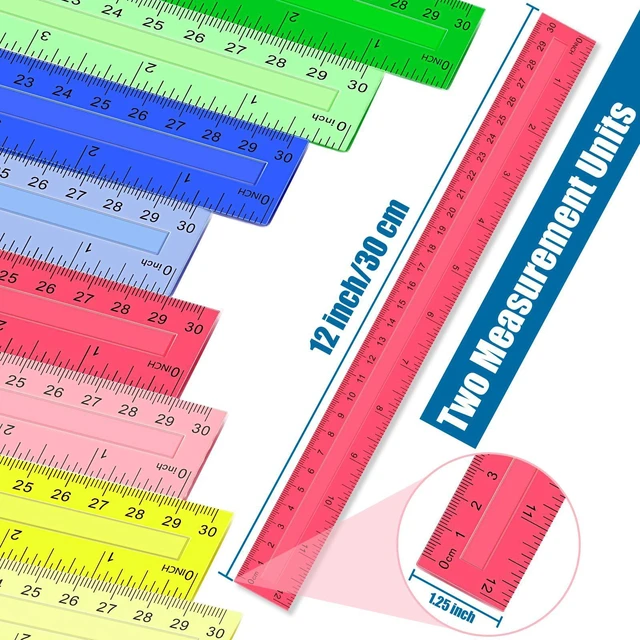 Alt view image 3 of 7 - 504 Pcs Rulers Bulk, 12 Inch Plastic Assorted Color Clear Rulers with Inches Centimeters Millimeter. Measuring Drawing Tool for Kids, Ideal Back to School Classroom Office Home Supplies