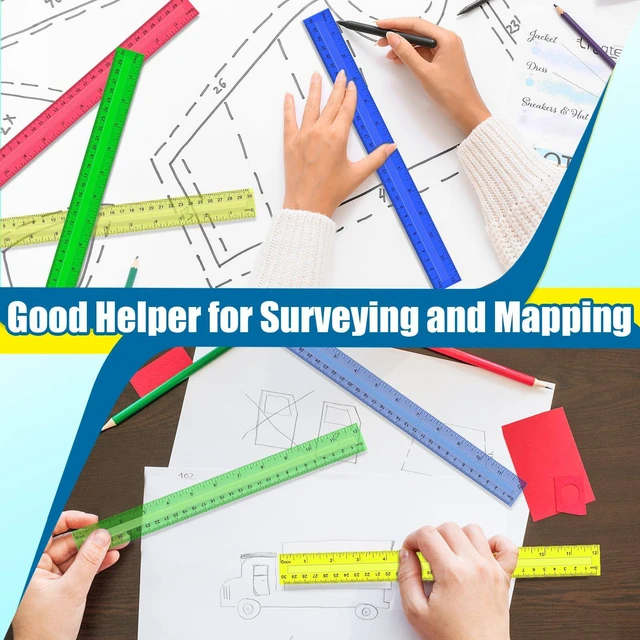 Alt view image 5 of 7 - 504 Pcs Rulers Bulk, 12 Inch Plastic Assorted Color Clear Rulers with Inches Centimeters Millimeter. Measuring Drawing Tool for Kids, Ideal Back to School Classroom Office Home Supplies