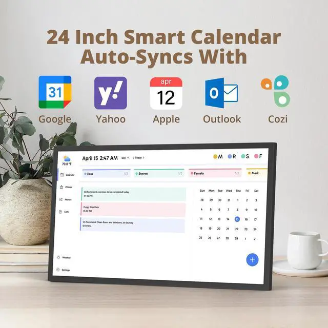 Alt view image 2 of 7 - 24 inch Digital Calendar Chore Chart Interactive TouchscreenHearth Display Desk Digital Calendar Seamless Scheduling Black