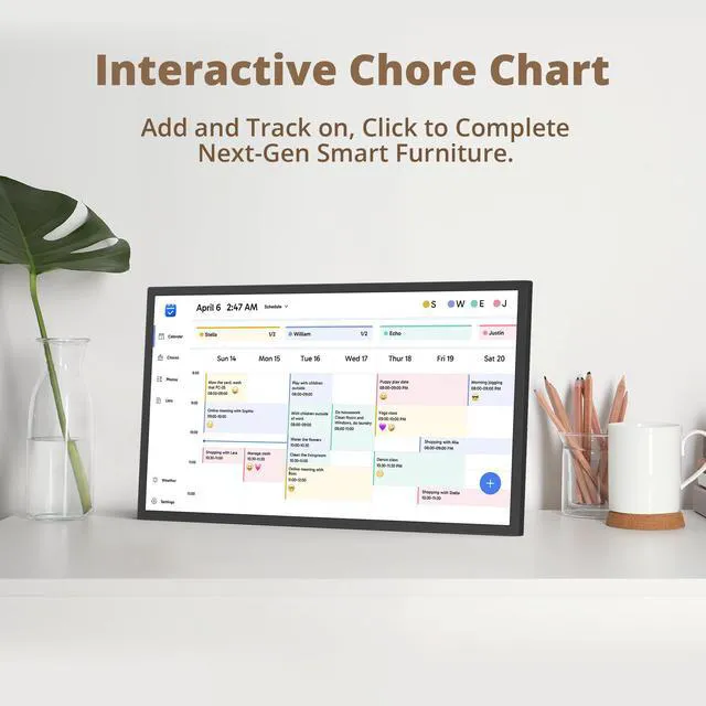 Alt view image 3 of 7 - 24 inch Digital Calendar Chore Chart Interactive TouchscreenHearth Display Desk Digital Calendar Seamless Scheduling Black