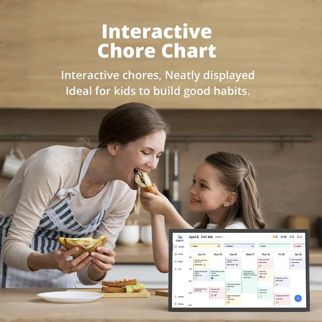Alt view image 5 of 7 - 24 inch Digital Calendar Chore Chart Interactive TouchscreenHearth Display Desk Digital Calendar Seamless Scheduling Black