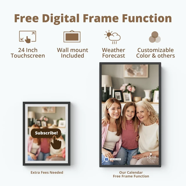 Alt view image 6 of 7 - 24 inch Digital Calendar Chore Chart Interactive TouchscreenHearth Display Desk Digital Calendar Seamless Scheduling Black