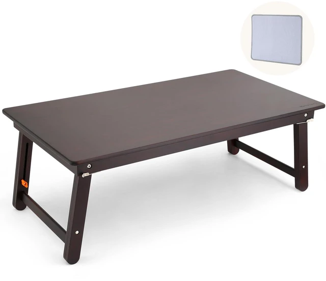 Main image of Large Size Floor Desk, Folding Low Coffee Table, No Assembly Required, Adjustable Floor Table for Breakfast Gaming Writing 33.5"x17.7" Black Walnut