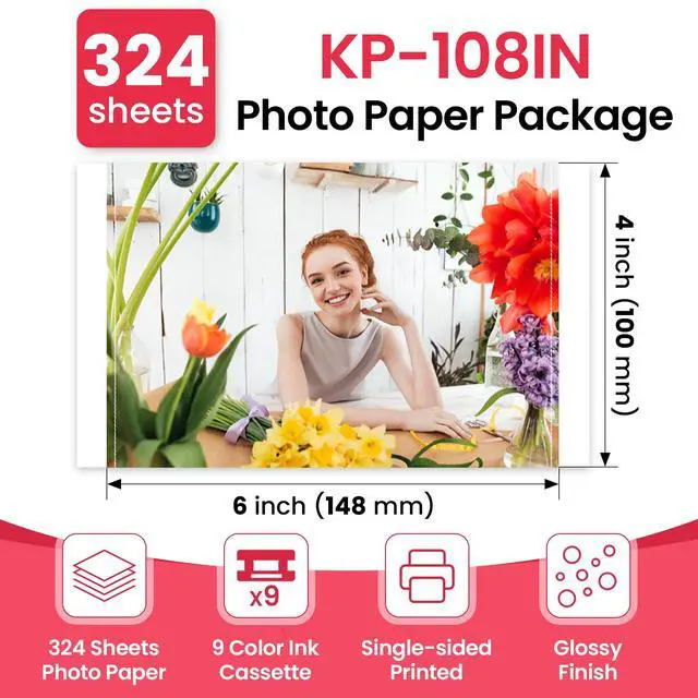 Alt view image 2 of 7 - Compatible with Canon KP-108IN 9 Color Ink Cassette and 324 Sheets 4 x 6 Paper Glossy for CANON SELPHY CP1500 CP1300 CP1200 CP910 CP900 CP760 CP770 CP780 CP800, Photo Paper