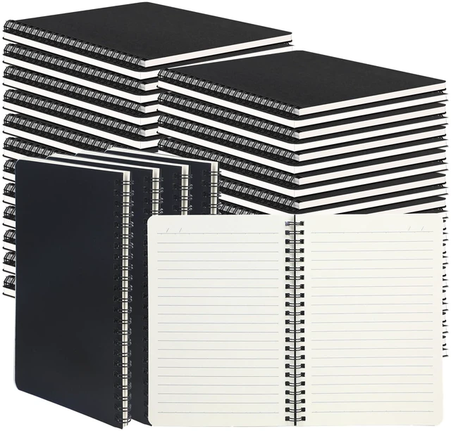Main image of 100 Packs A5 Spiral Notebooks, Black Ruled Notebooks Bulk, 8.0"×5.6", 60 Sheets/120 Pages, Hardcover Lined Journal Notepad Travel Notebooks for Office and Back to School Supplies