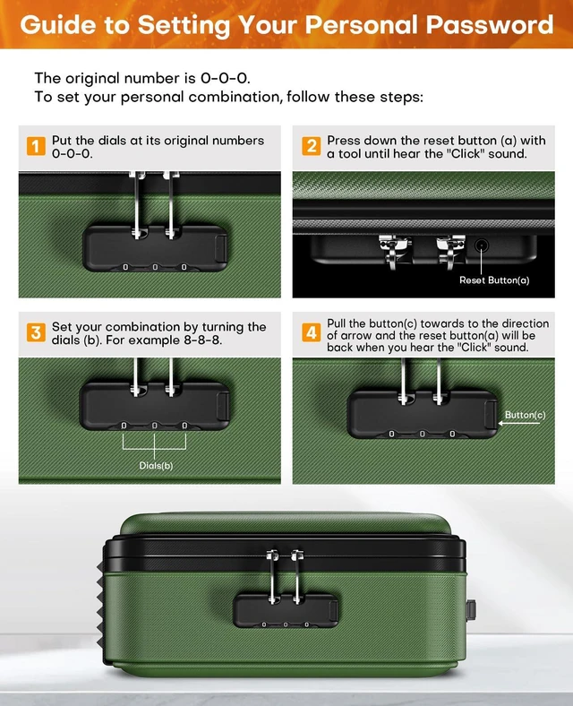 Alt view image 6 of 7 - Fireproof Document Box with Lock, Hard Case Safe Box Water Resistant Document Organizer for Important Documents, Passports, Certificates & Cash, Portable File Storage for Home Office, Green